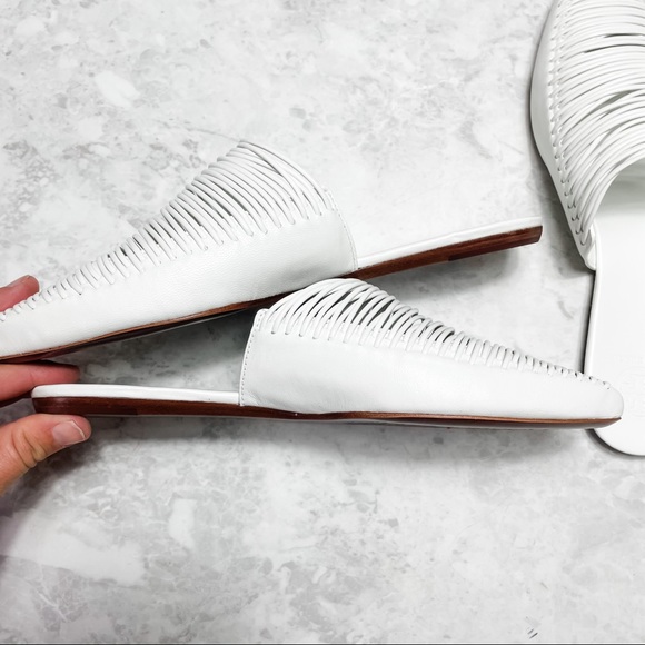 Tory Burch Sienna White Leather Flat Slide Mules - Picture 4 of 12